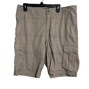 North Face Mens 38 Tan Plaid Cargo Shorts Cotton Blend Gusset Crotch